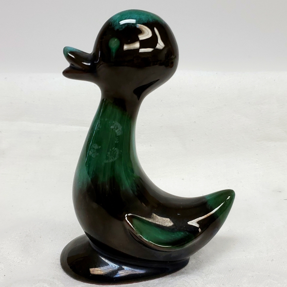 Vintage BMP style art pottery redware  drip glaze baby duck